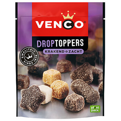 Venco - Lakritztoppers Krakend Zacht 215 Gram