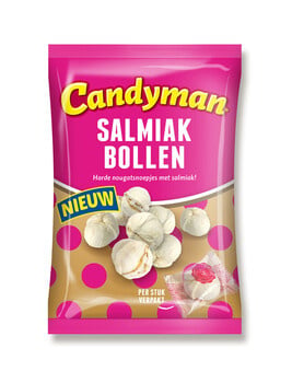 Candyman - Salmiak Bollen 125 Gram 12 Pièces