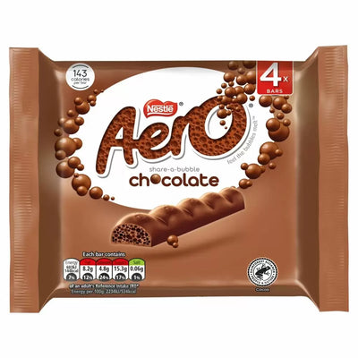 Nestlé - Aero Bubbly Milchschokoladenriegel, 4er-Packung, 108 Gramm