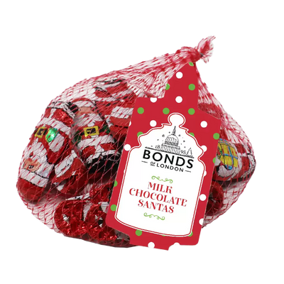 Pères Noël en chocolat au lait fourrés à la crème Just Of, 60 grammes