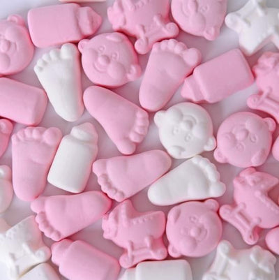 geboorte, snoepjes, roze,