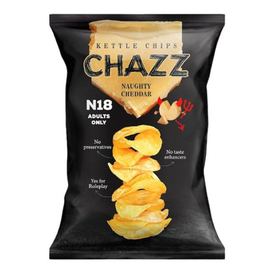 Chazz - Chips de pommes de terre au cheddar coquin (18+) 90 grammes