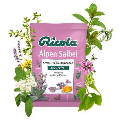 Ricola Alpen - Salbei Bonbon 75 Gramme (sans sucre)