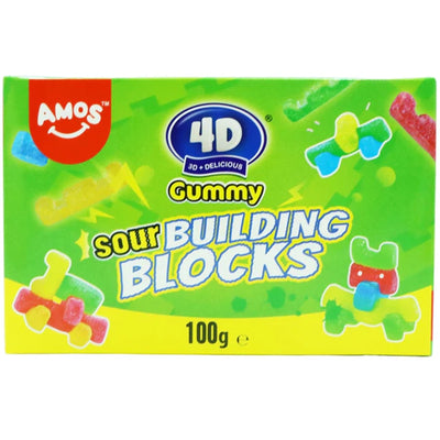 Amos - 4D Fruchtgummi-Bausteine, 100 Gramm