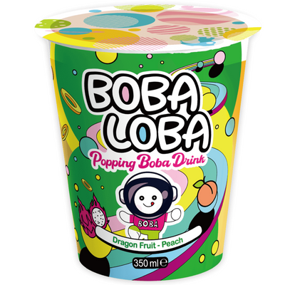 Thé aux perles Boba Loba - Fruit du dragon et pêche 350 ml