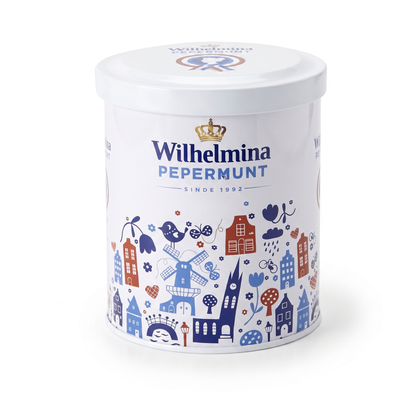 Fortune - Boîte en métal bleu de Delft Wilhelmina remplie de 500 grammes de menthe poivrée