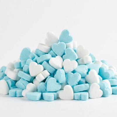 Fortune – Weiße und blaue Pfefferminzherzen, 1 Kilo