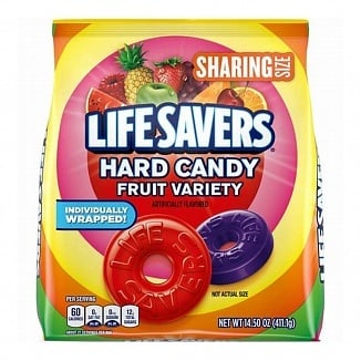 Bonbons durs Lifesavers, saveur fruits, format familial 411 grammes