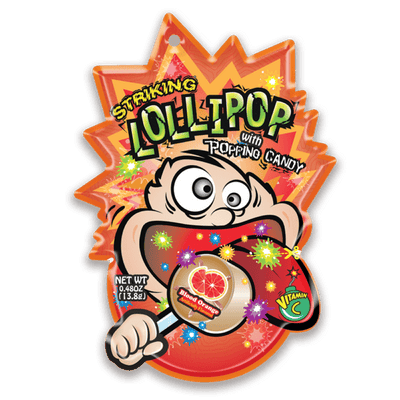 Striking - Lollipop with Popping Candy Blood Orange 13.8 Gram