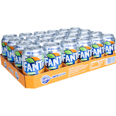 Fanta - Zero Orange 330ml 24 Blikjes (geen statiegeld)