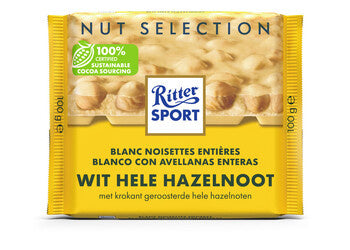 Rittersport - Wit Hele Hazelnoot 100 Gram 10 Stück