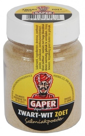 Gaper Zwart Wit Zoet Salmiakpoeder 30 Gram 24 Stuks