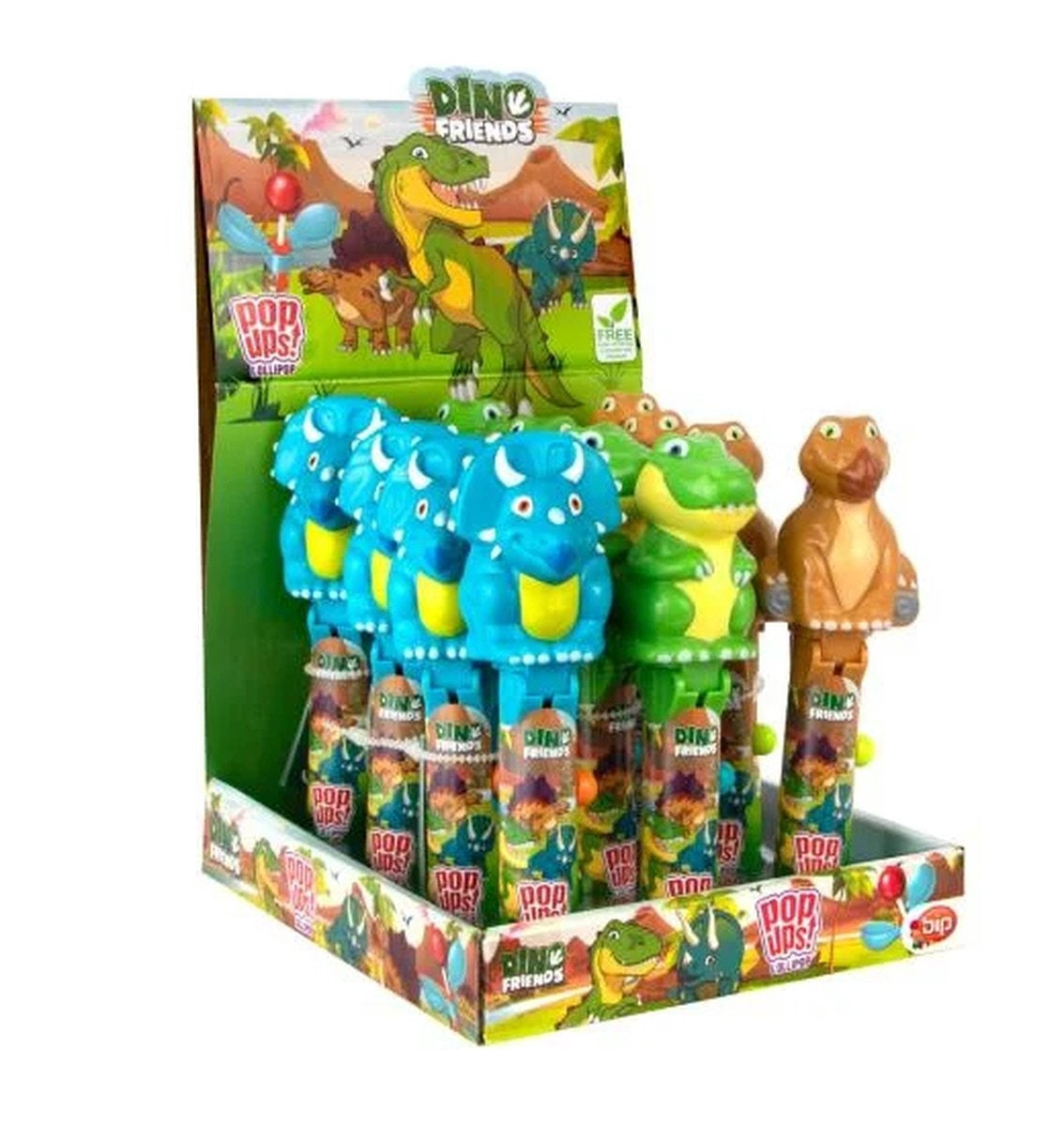 Bip - Dino & Friends Lolly Pop Up 10 Gram 12 Stuks*