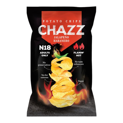 Chazz – 18+ Jalapeño- & Habanero-Kartoffelchips, 90 Gramm