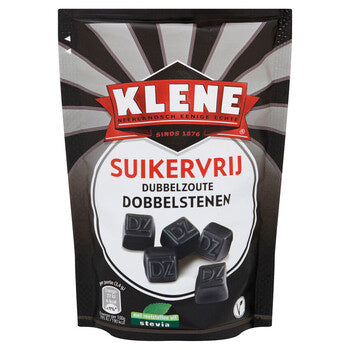 Klene - Dubbelzoute Dobbelstenen Suikervrij 110 Gram 12 Stück