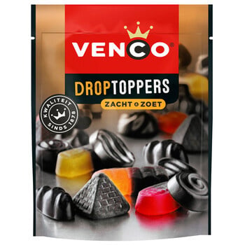 Venco - Lakritztoppers Zacht Zoet 215 Gram 10 Stück