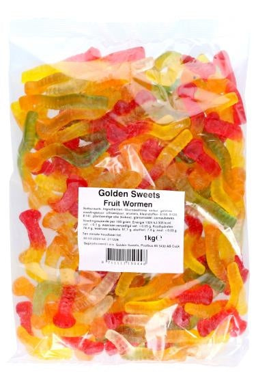Bonbons dorés - Vers de fruits végétariens 1 kg