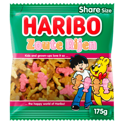 Haribo - Zoute Rijen 175 Gram 14 Stück