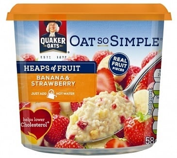 Quaker - Oat So Simple Porridge Pot Heaps Of Fruit Banana & Strawberry 58 Gram