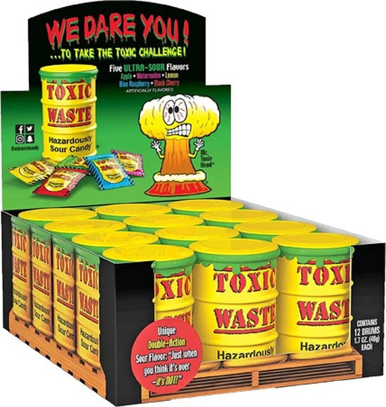Toxic Waste Sour Candy Drum 42 Gram 12 Stuks (Halal)