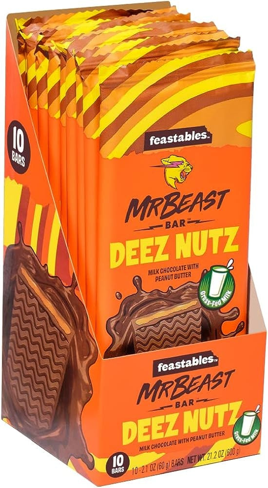 Mr Beast - Feastables Deep Nuts Chocolate Bar 60 Gram 10 Pièces