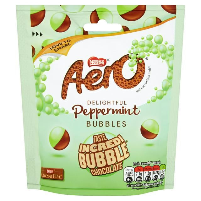 Nestlé - Aero Bubbles Chocolat Menthe Poivrée Sachet 102 Grammes