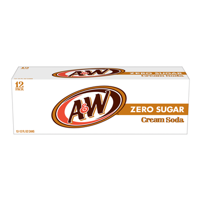 A&W - Crème Soda Zéro Sucre 355 ml, Pack de 12