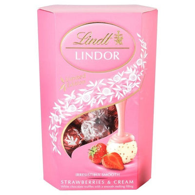 Lindt - Truffes au chocolat Lindor Fraises et Crème 200 grammes