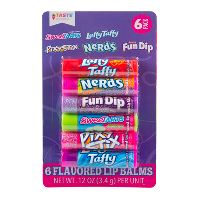 6er-Pack Lippenbalsam mit verschiedenen Süßwarenduftrichtungen