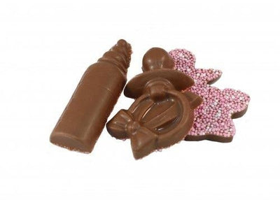 Geboorte Schokolade Figuurtjes Roze  2,0 Kilo +/-  145 Stück