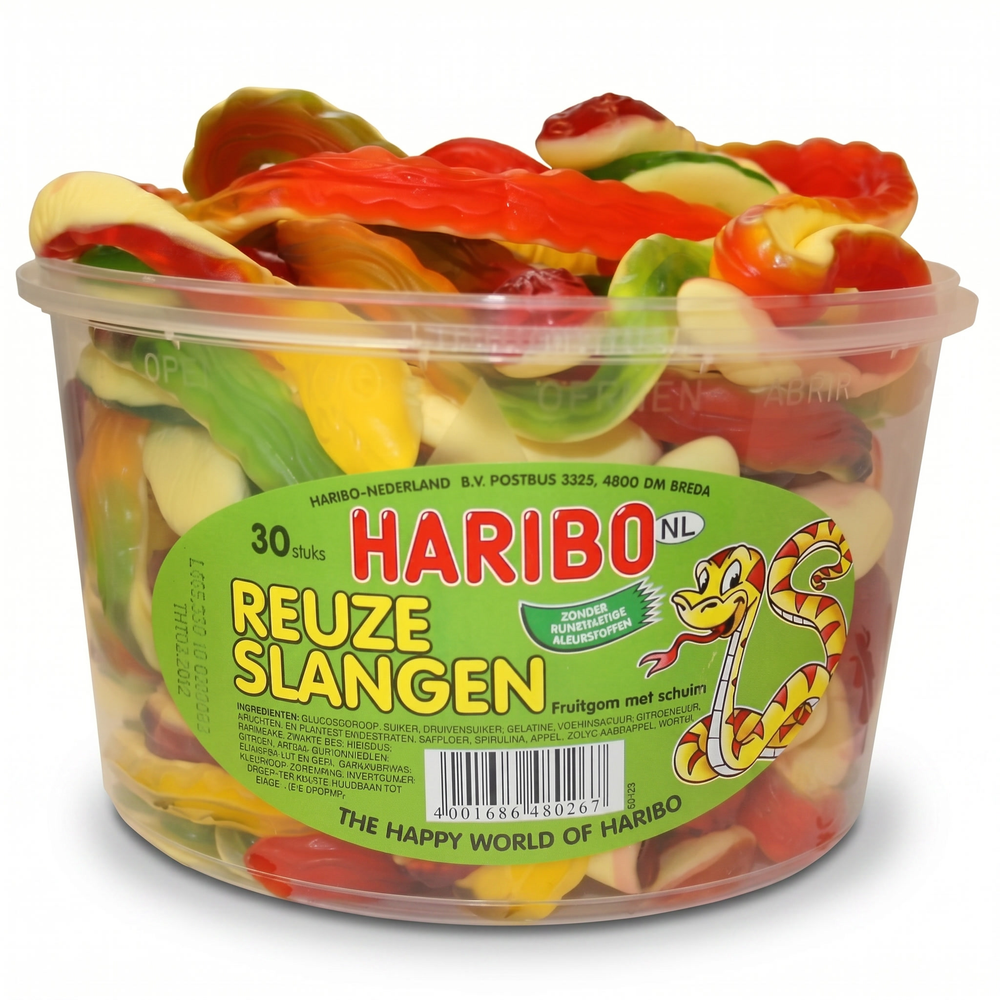 Haribo Reuze Slangen Snoepsilo 30 Stuks 1200 Gram