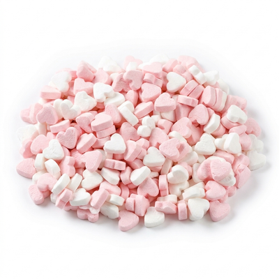 Fortune – Weiße und rosa Pfefferminzherzen, 1 Kilo