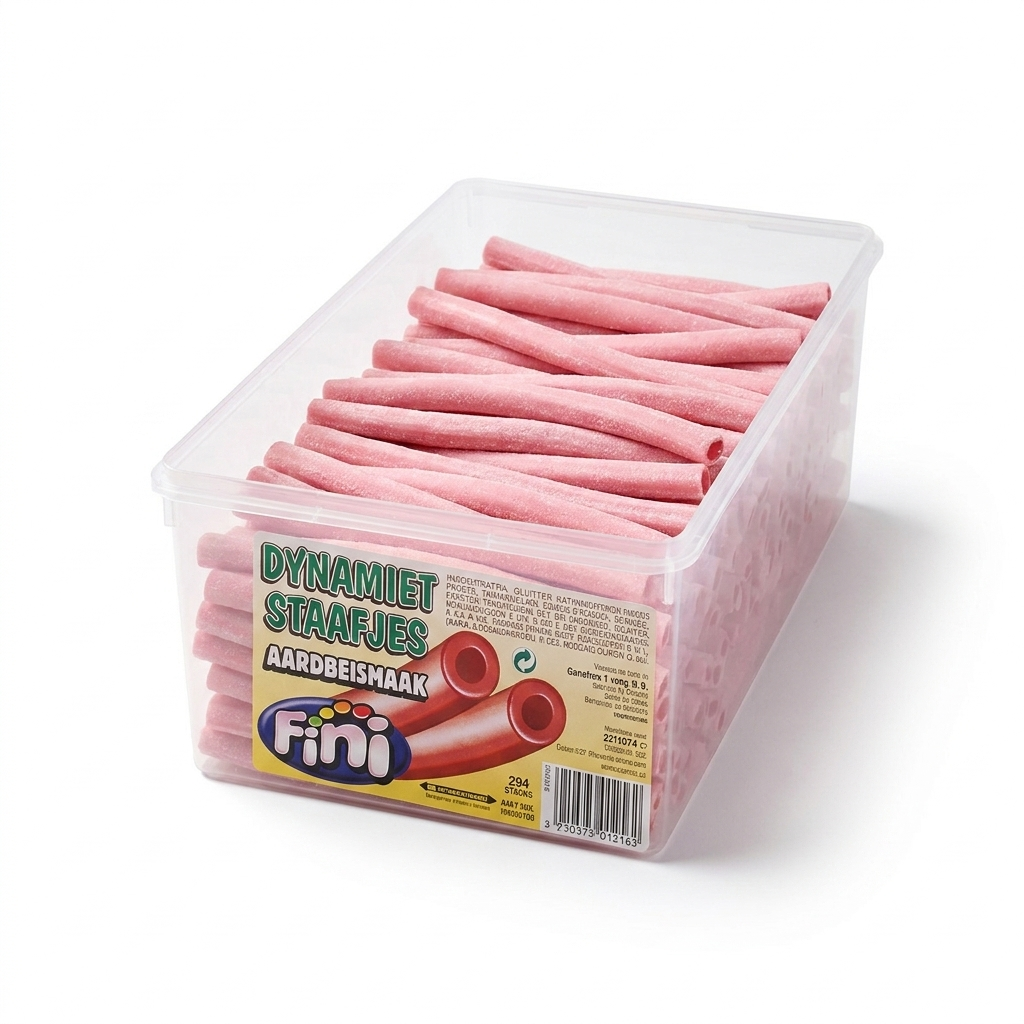 Fini - Dynamietstaafjes aardbei 250 stuks