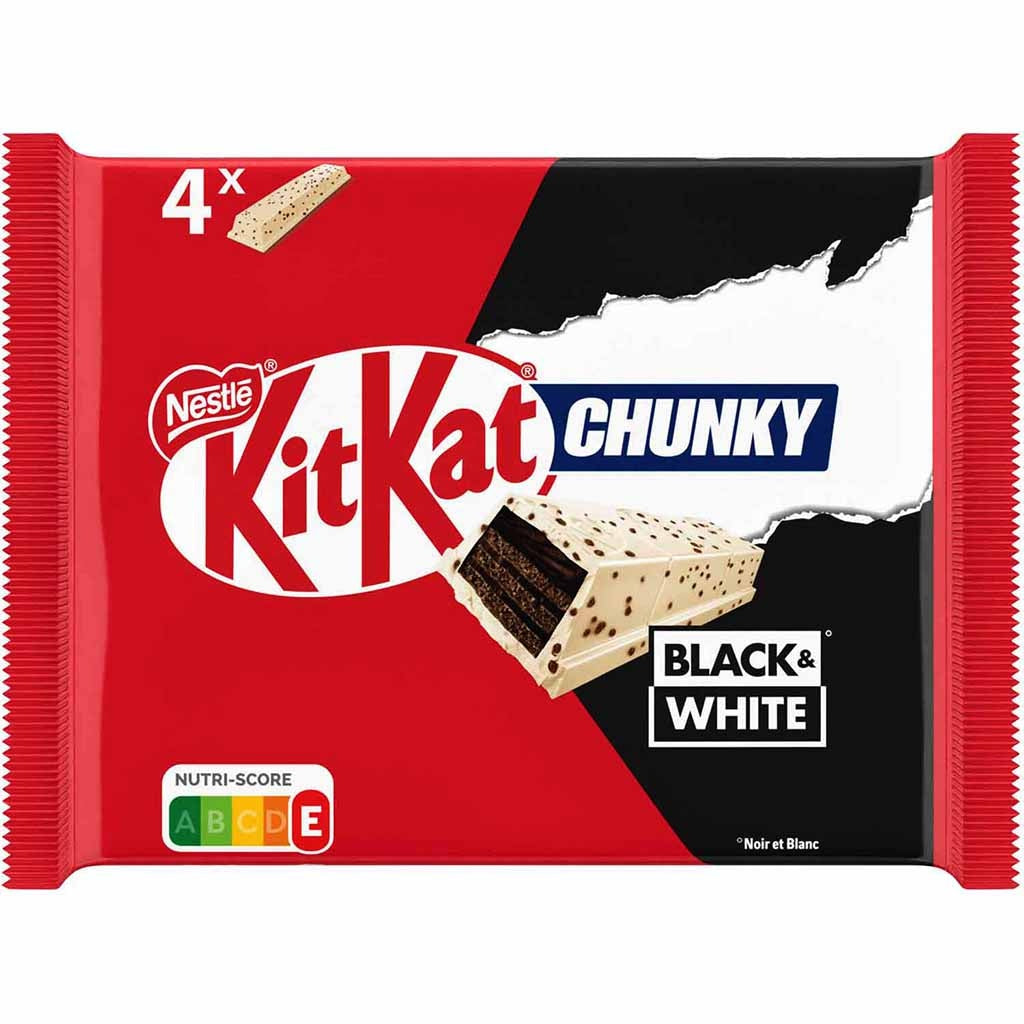 Kit Kat - Chunky Noir et Blanc, paquet de 4, 168 grammes
