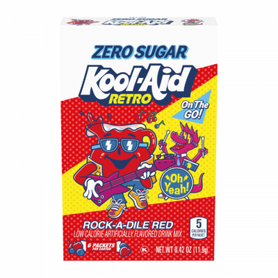 Kool-Aid – Zuckerfreier Retro Rock-A-Dile Red Getränkemix für unterwegs, 11,9 Gramm