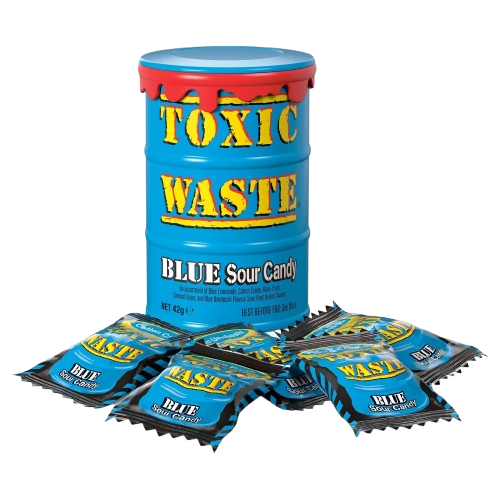 Giftmüll - Blaue saure Bonbons, Trommel, 42 Gramm (Halal)