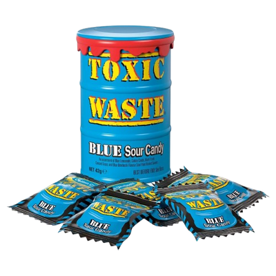 Giftmüll - Blaue saure Bonbons, Trommel, 42 Gramm (Halal)