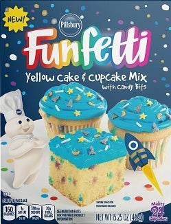 Pillsbury - Préparation pour gâteau et cupcakes jaune Funfetti avec pépites de bonbons 432 grammes
