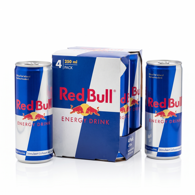 Red Bull Energy Drink 4-pack met vier blikjes van 250 ml