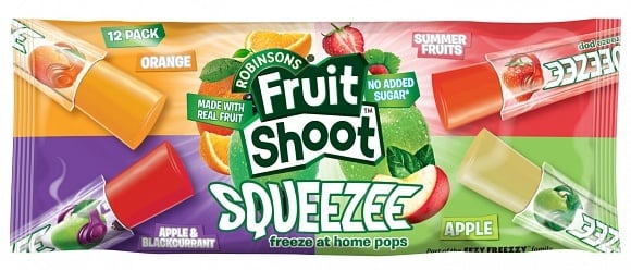Robinsons Fruit Shoot - Sucettes glacées à presser, paquet de 12