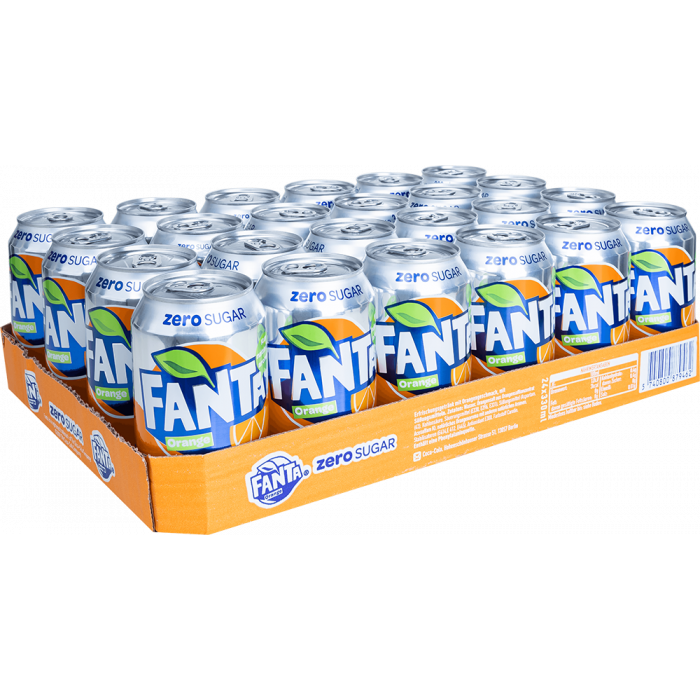 Fanta - Zero Orange 330ml 24 Blikjes (geen statiegeld)
