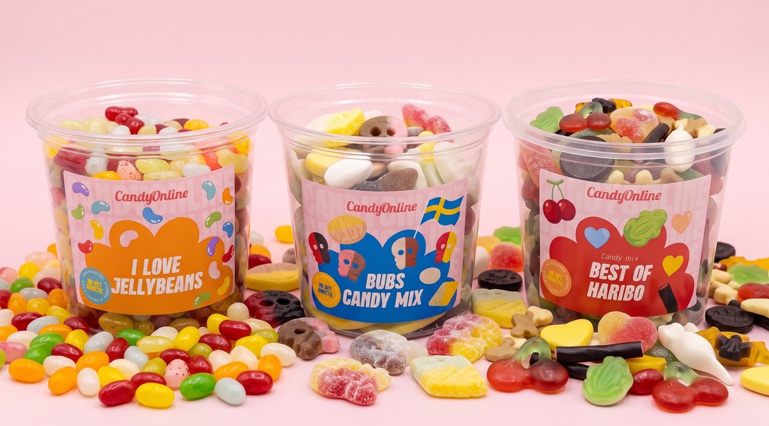 CandyOnline Candy Box mixen: I Love Jellybeans, Bubs Candy Mix en Best of Haribo